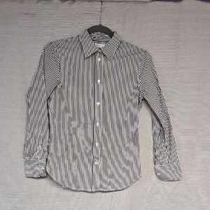 J. Crew Dark Gray and White Striped Women's Button Down Shirt